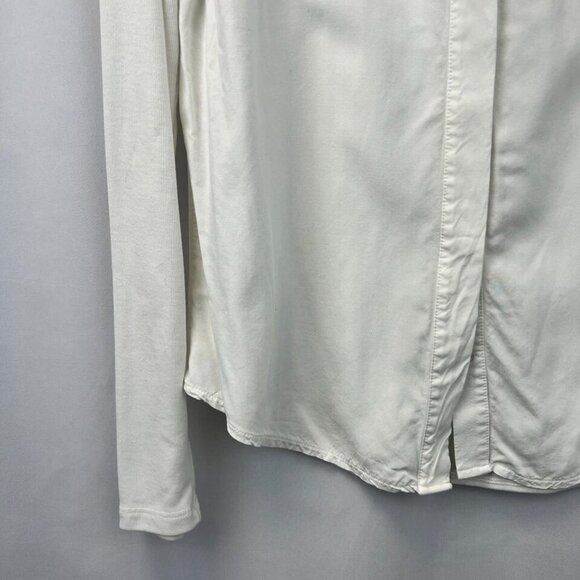 Ann Taylor Loft Womens Ivory Long Sleeve Chest Pockets Button-Up Shirt Sz Medium - Picture 7 of 10